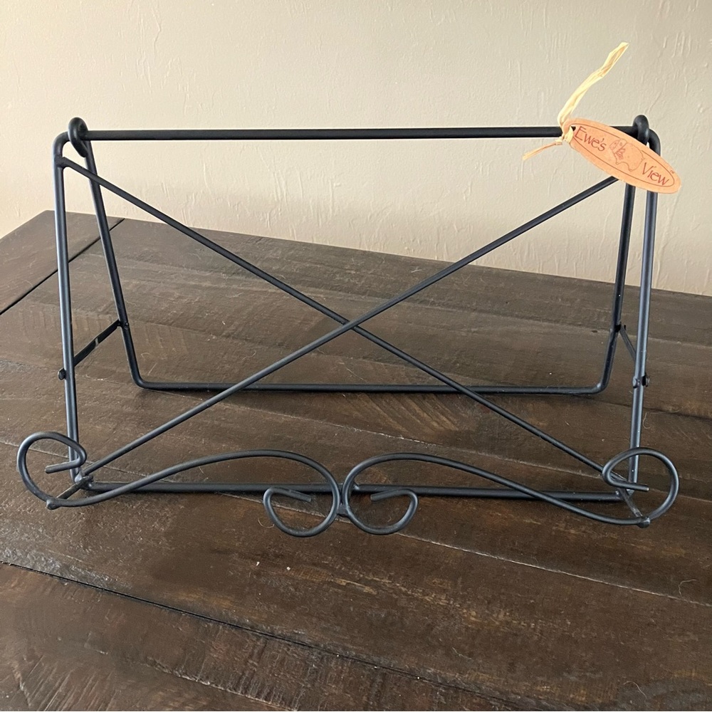 Ewe's View Metal Scroll Cookbook Holder Stand Black Metal 12” x 7” x 2”